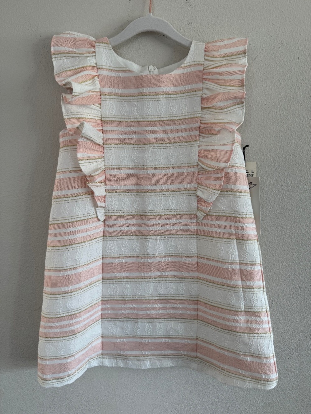 Pippa & Julie Girls Pink and White Striped Dress Size 6